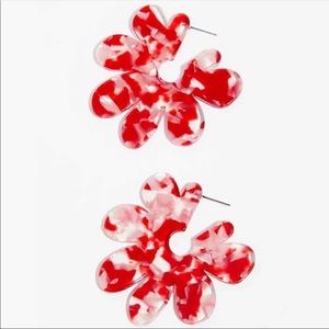 2/$25 Red Tropical Leaf Flower Acetate Earrings